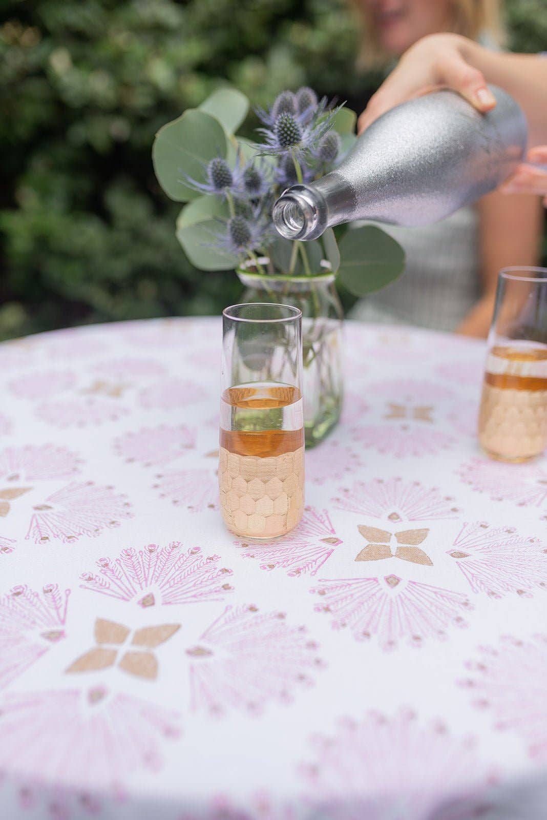 Table Throw - Peacock Paradise, Pink & Gold