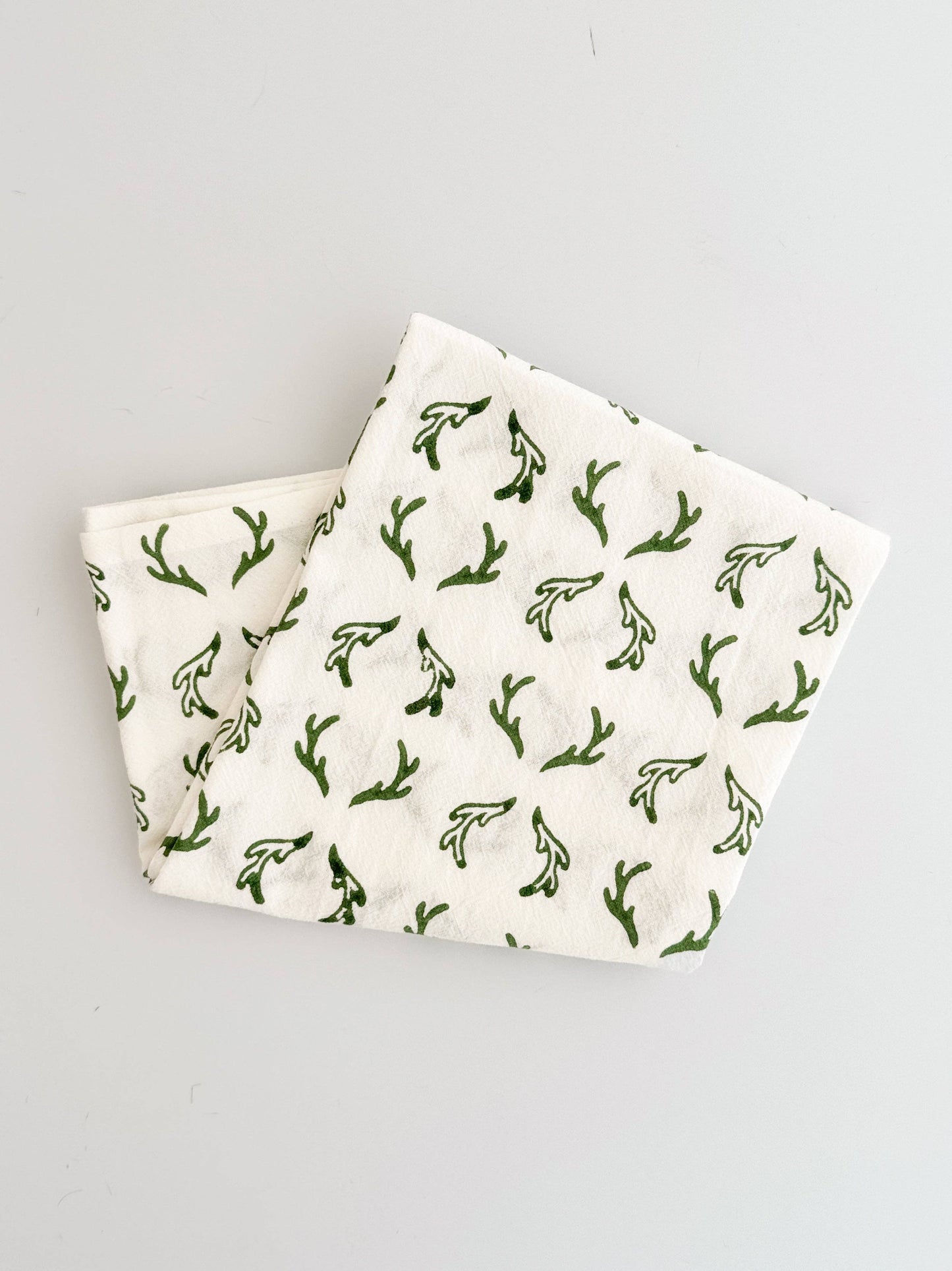 Tea Towel (Ivory) - Antlers, Sage