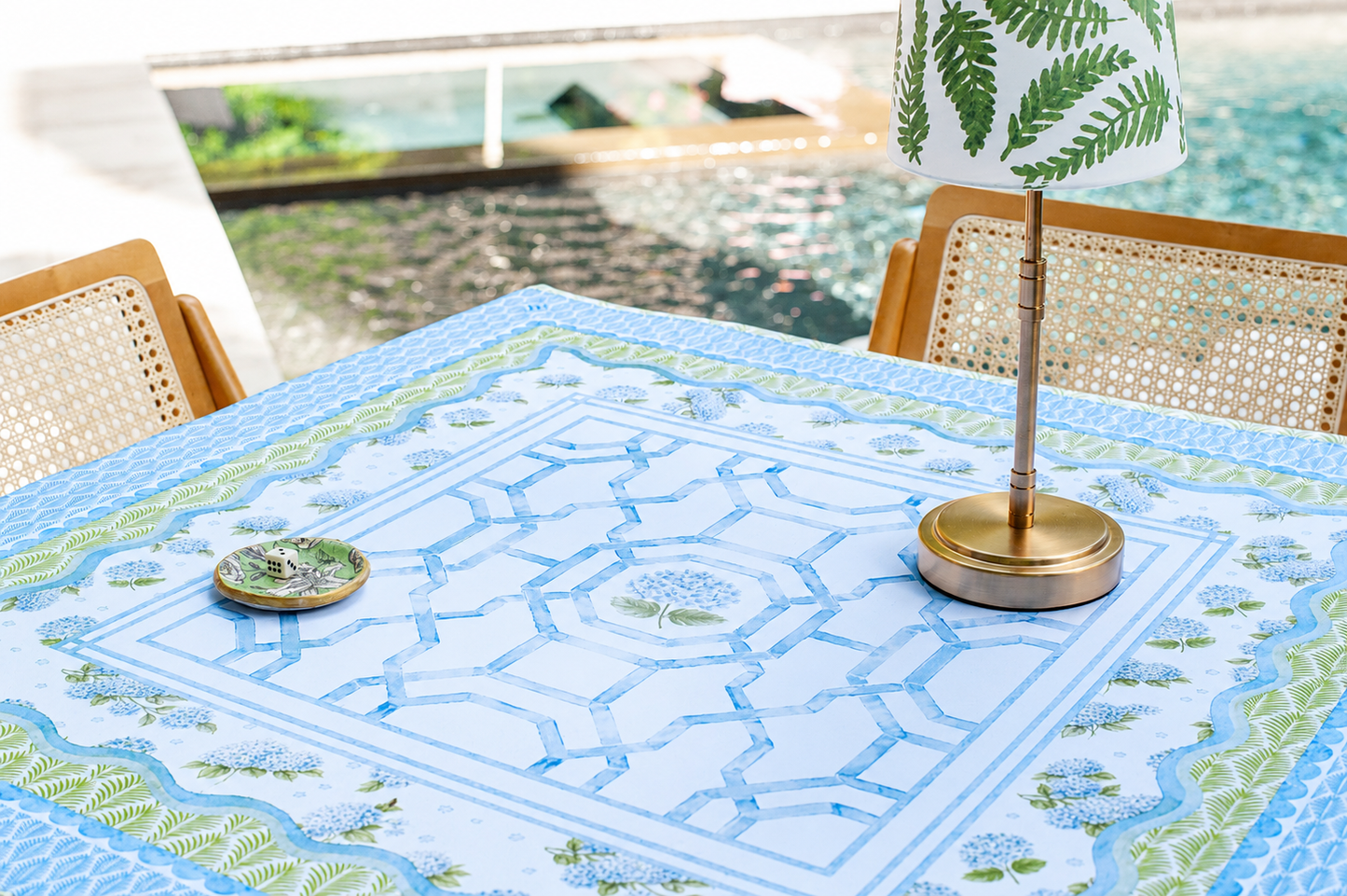 The House of Hydrangea Mahjong Mat | Blue Floral