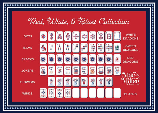 Mac & Miller Mahjong Tiles - Red White & Blue