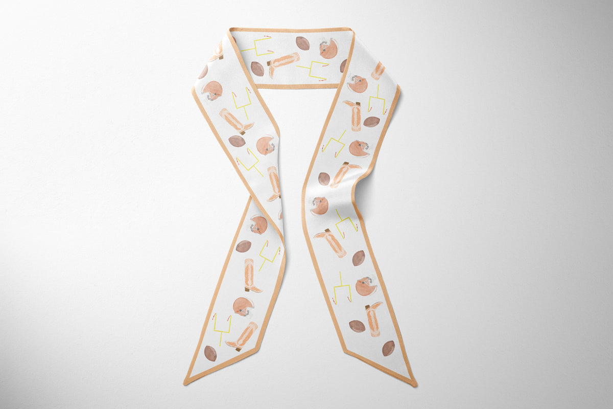Watercolor Football Silk Twilly Scarf