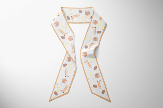 Watercolor Football Silk Twilly Scarf