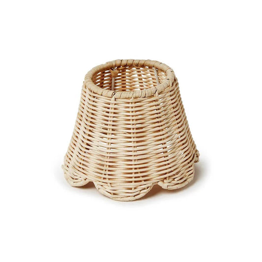 Two's Company Rattan Scalloped Lamp Shade Cover