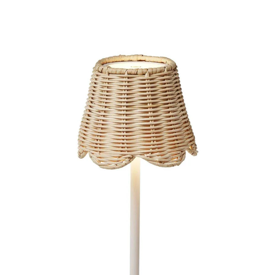 Two's Company Rattan Scalloped Lamp Shade Cover