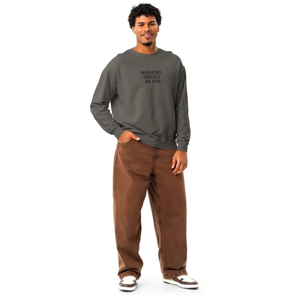 Unisex garment-dyed fleece crewneck sweatshirt